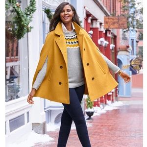 Talbots mustard yellow winter women’s cape. Size small/medium petite.